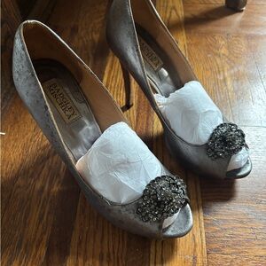 Badgley Mischka Metallic Embellished Heels